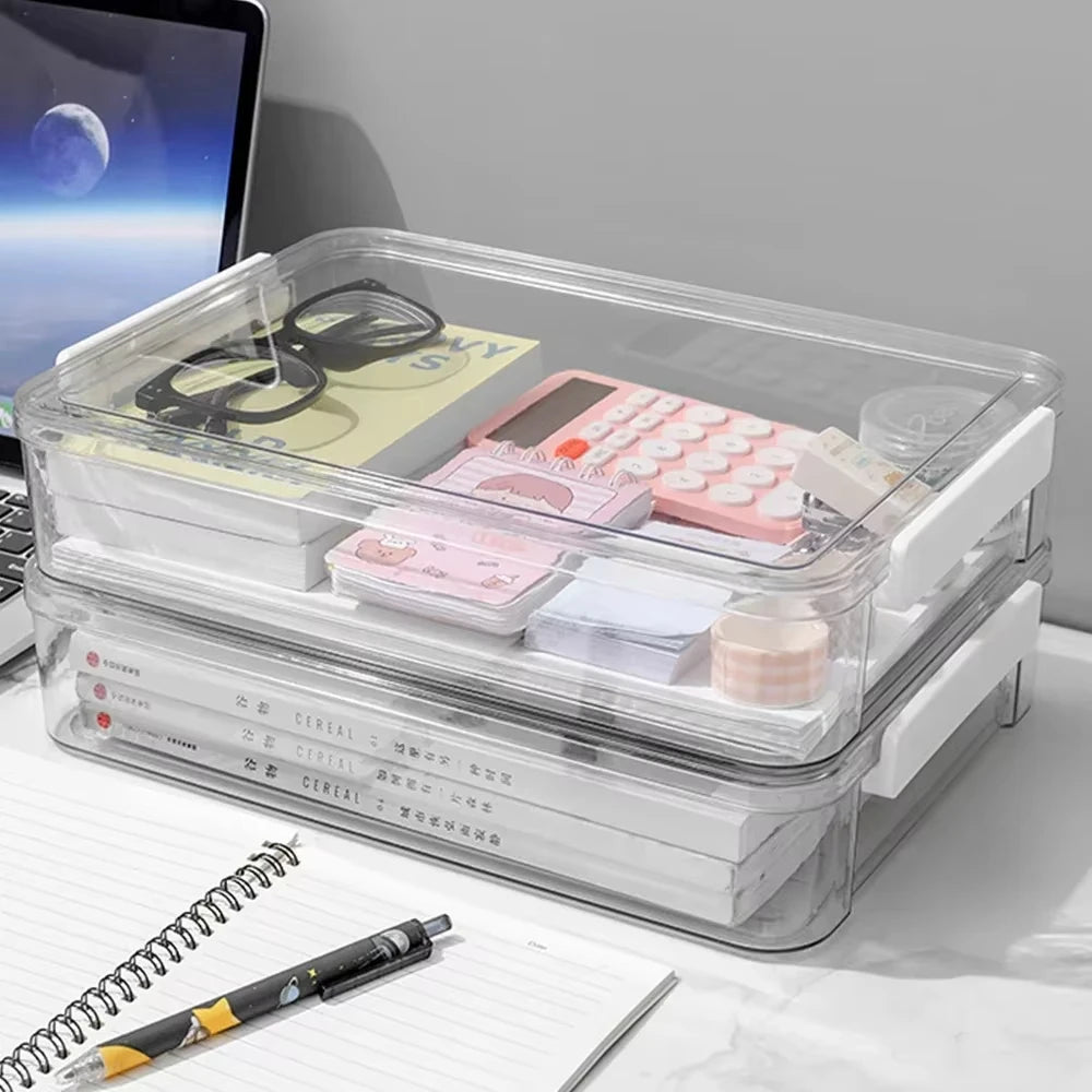 ClearStack Dokumentenbox A4 | Transparent | Stapelbar | Staubgeschützt