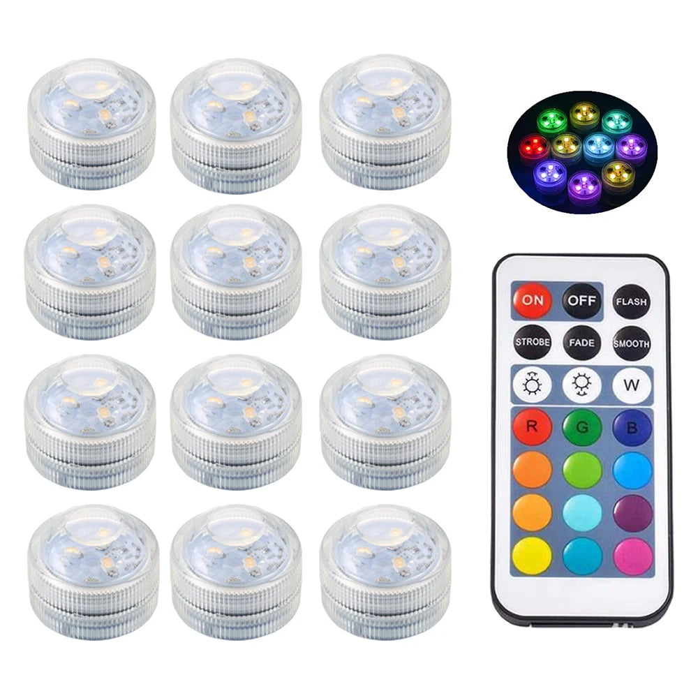 AquaGlow Mini Unterwasser-LED Lichter | RGB Farbwechsel | Fernbedienung | Wasserdicht