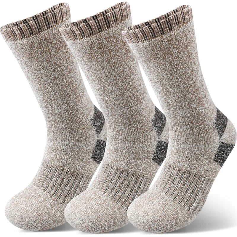 AlpenWool | 3 Pairs Men's Winter Socks | Extra Thick & Warm | Thermal Wool Socks for Skiing & Outdoor | Mid-Calf