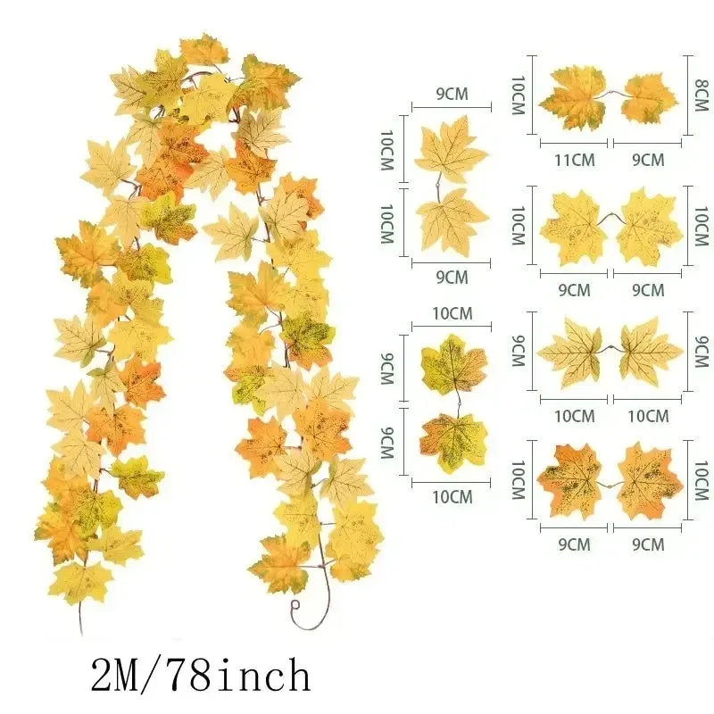 Aurelia Autumn Garland | Artificial Maple Leaf Wreath | 200 cm | Decoration for Home & Garden