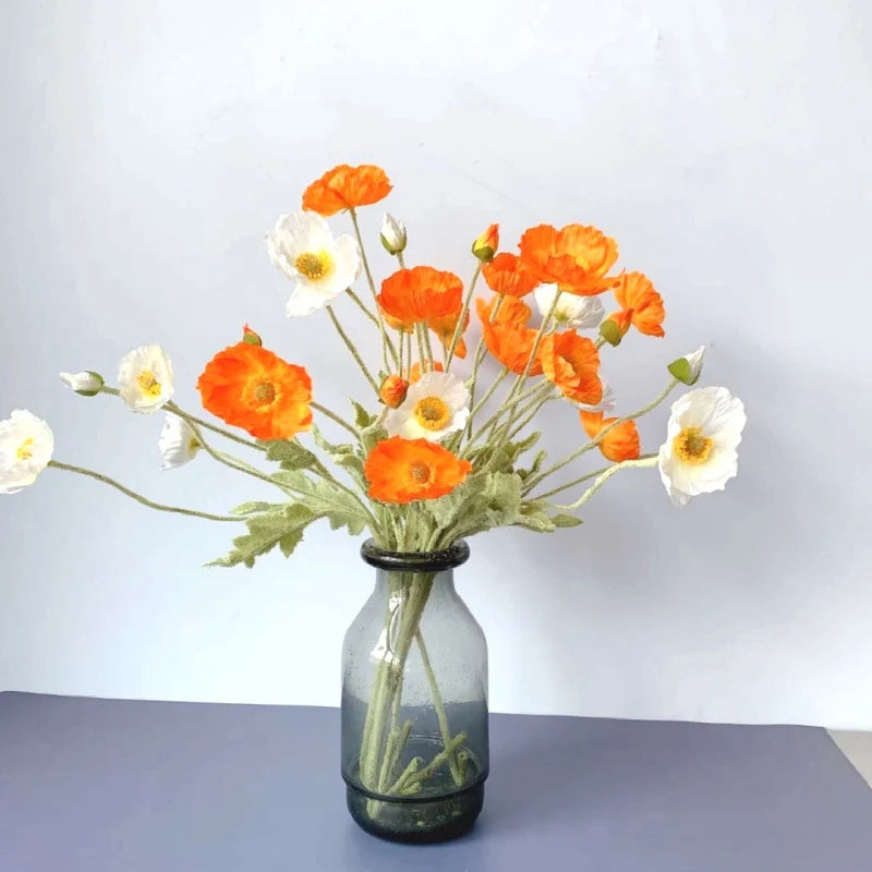 Floravelle Kunstmohn mit Langstiel | Dekorative Seidenblume für Hochzeit, Tisch & Wohnraum