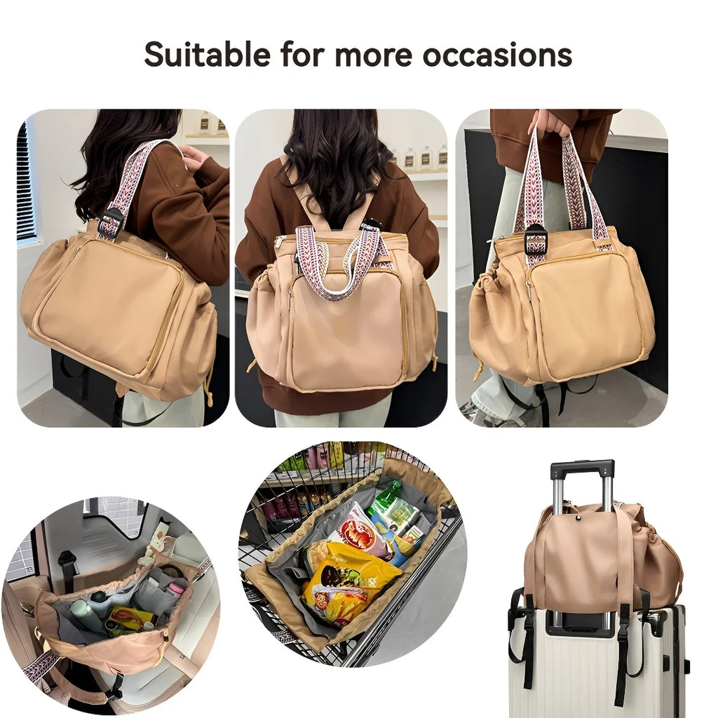 Travellia Großer Nylon Rucksack Damen | Wasserabweisend | Multi-Taschen Reise- & Alltagsrucksack