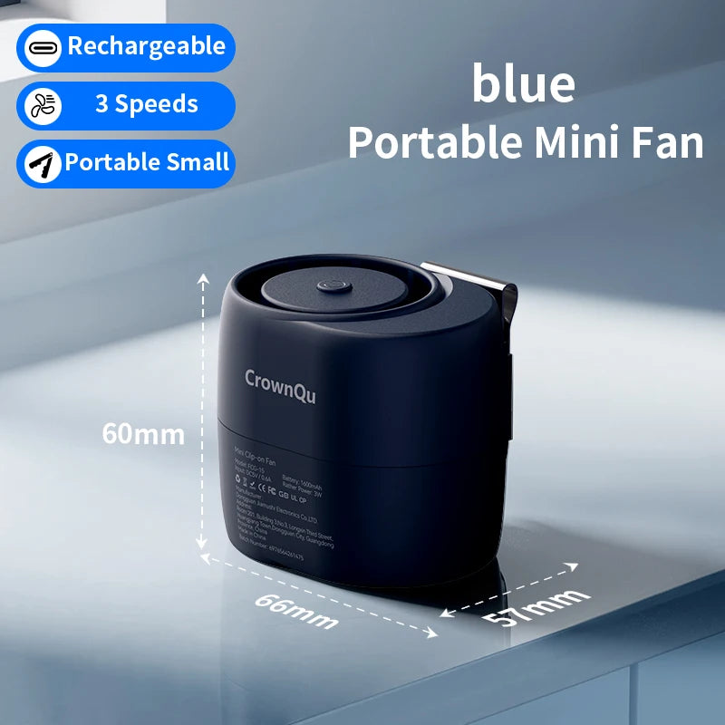 BREEZARO Taillenventilator mit Clip | 360° Verstellbar | 3 Geschwindigkeiten | Wiederaufladbar