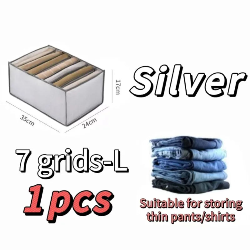 ClariFold Kleiderschrank Organizer | 7–9 Fächer Kleidung Organizer | Faltbare Aufbewahrungsbox | Atmungsaktives Mesh | Für Jeans & T-Shirts