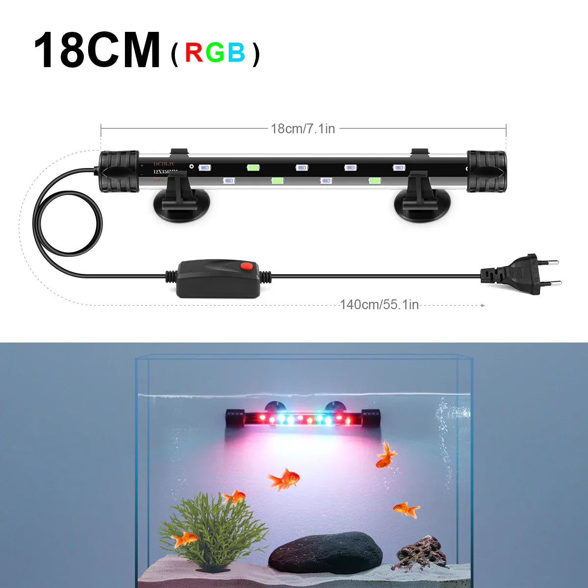Aquanova LED Aquarium Lamp | Waterproof & Submersible | Plant Growth & Fish Colors | 18–58 cm