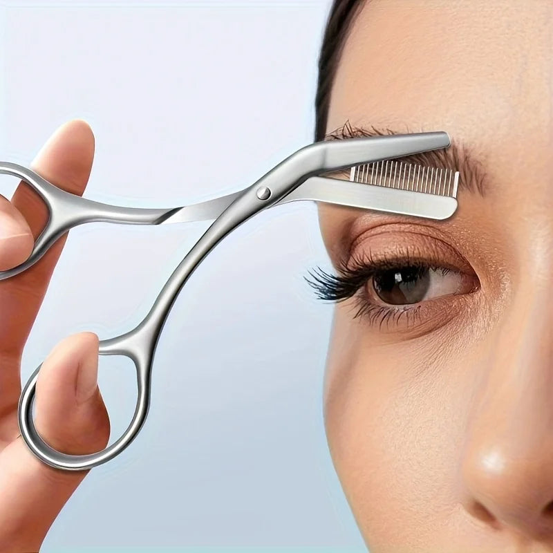 BrowGuard Augenbrauen-Schere | Edelstahl Präzision | Sicherheitskamm | Hypoallergen | Ergonomisch | Für sauberes Brow-Shaping