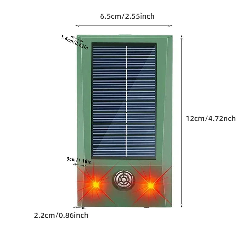 SonicFence Solar | Solar Ultraschall-Tiervertreiber mit LED-Blitzlicht | IP66 Wasserdichter Tierabwehrer für Garten, Obstgarten & Gewächshaus