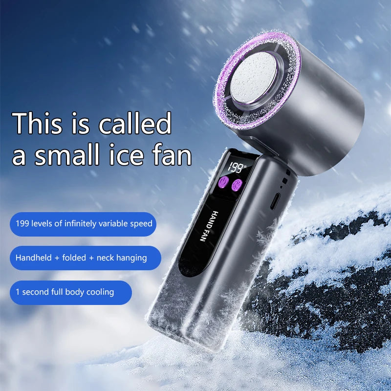 FROSTWAVE Handventilator mit Kühlfunktion | Turbo High-Speed | USB | Digitaldisplay | 3 Modi