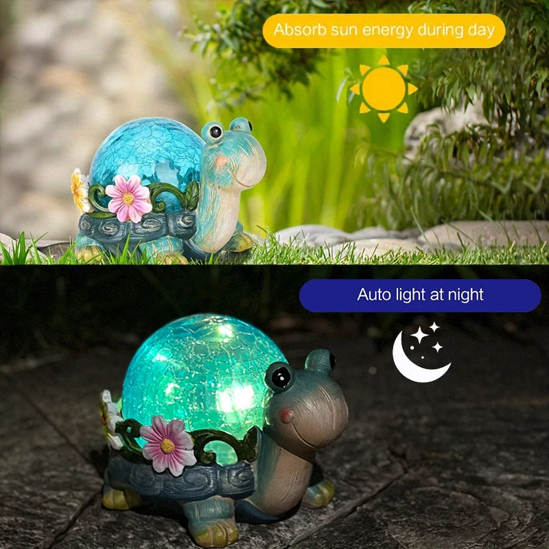 GlowTales Solar Gartenfigur Tierleuchte | LED & Crackle Glas Effekt | Wetterfest | Kabellos