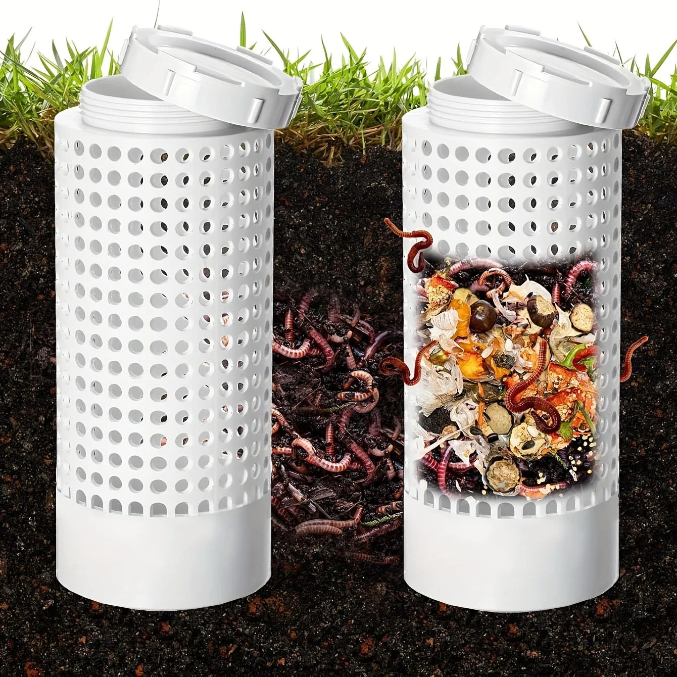 Wormora | Wurmkomposter für Blumentöpfe und Garten | Platzsparendes Kompostrohr für Natürlichen Flüssigdünger