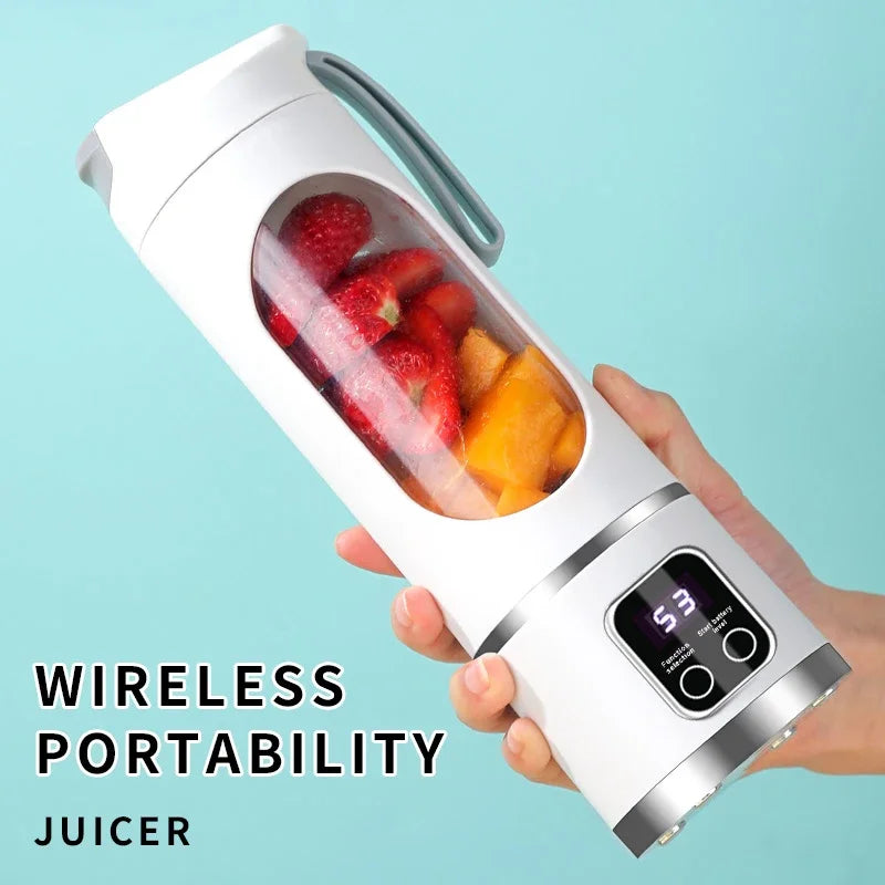 Fruvella Tragbarer Mini-Smoothie-Mixer | 450 ml | 10 Edelstahlklingen | USB wiederaufladbar | Eis- & Saftzerkleinerer