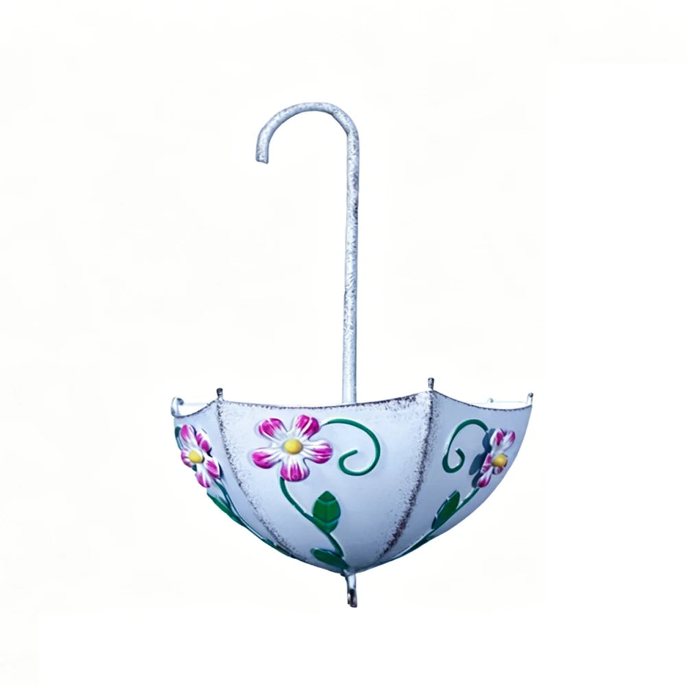 Floravento | Hängender Blumentopf | Schirmdesign aus Eisen | Wandmontierter Pflanzkübel für Garten & Balkon