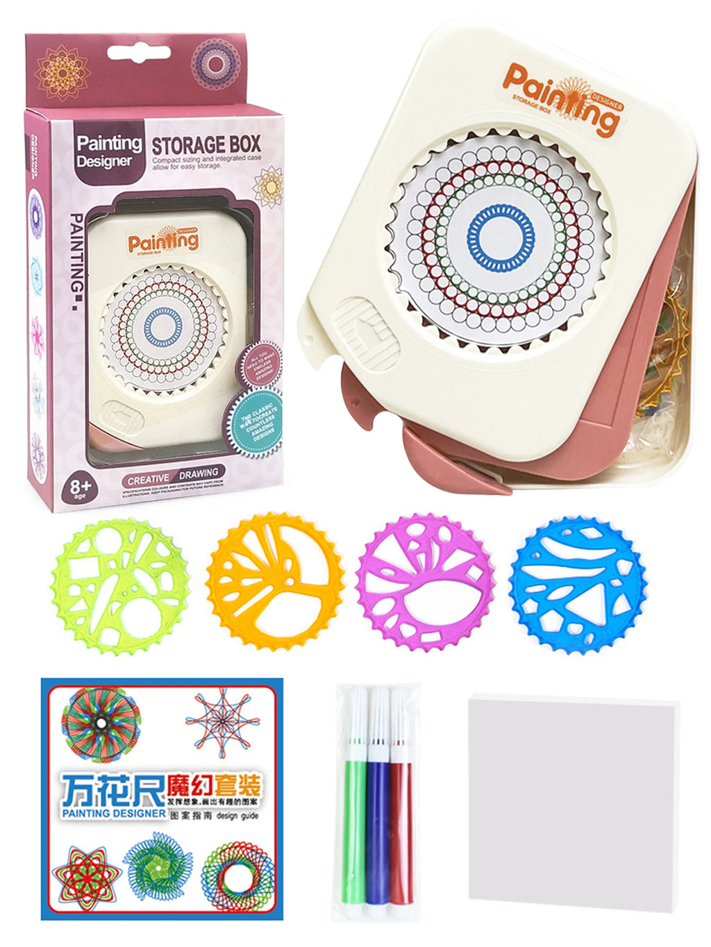 Geometriax Spirograph Zeichen Set | Geometrische Schablonen & Zahnräder | Kreatives Zeichenspielzeug | Kunststoff