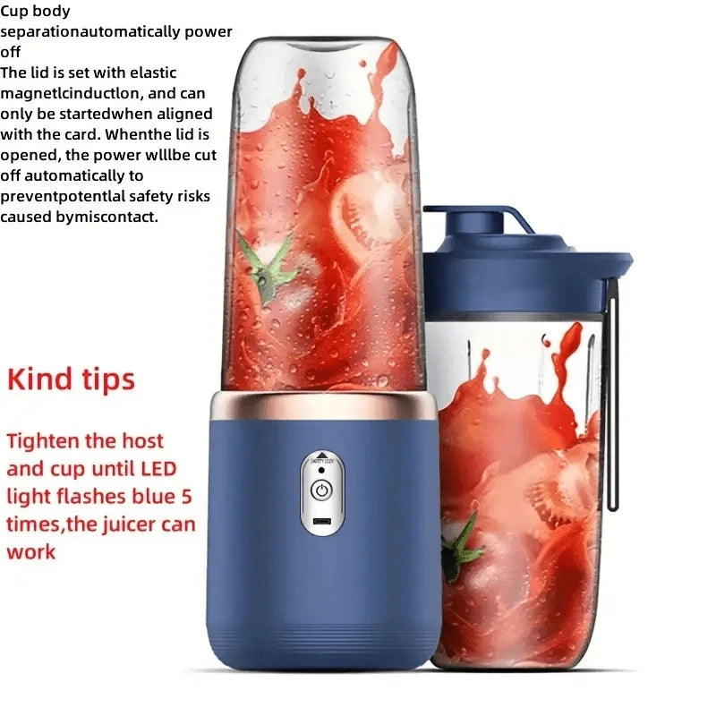Frutiva Tragbarer Mini-Smoothie-Mixer | 6 Edelstahlklingen | 400 ml | USB wiederaufladbar | Personal Juicer