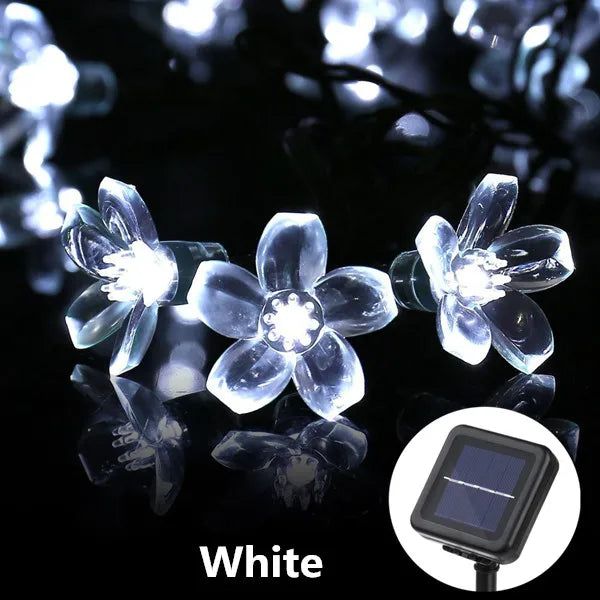 Floriva Solar String Lights Outdoor | Flower Design | 8 Modes | IP65 Waterproof | Warm White & RGB | 5 m / 7 m / 12 m