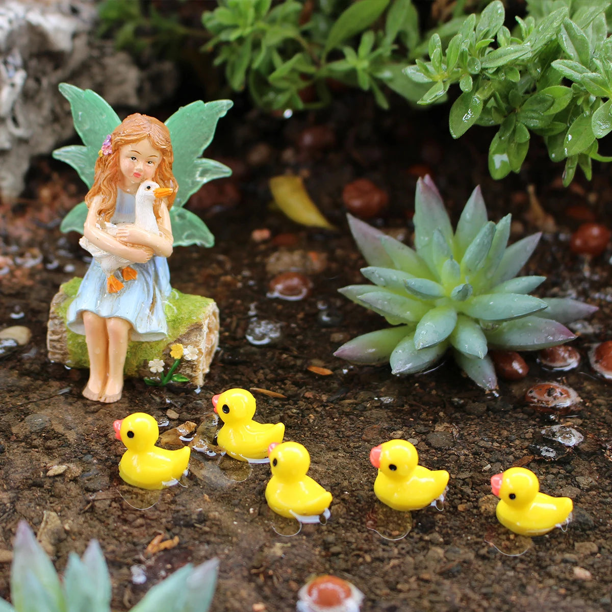 Fioralya Feen Gartenfigur Set | Blumentopf Deko | Resin | Märchenhafte Miniatur