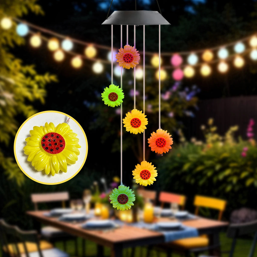 SolarGlow Solar Windspiel Licht | Buntes Hängendes Outdoor-Licht | Wasserdicht | Garten, Terrasse & Festival Dekoration