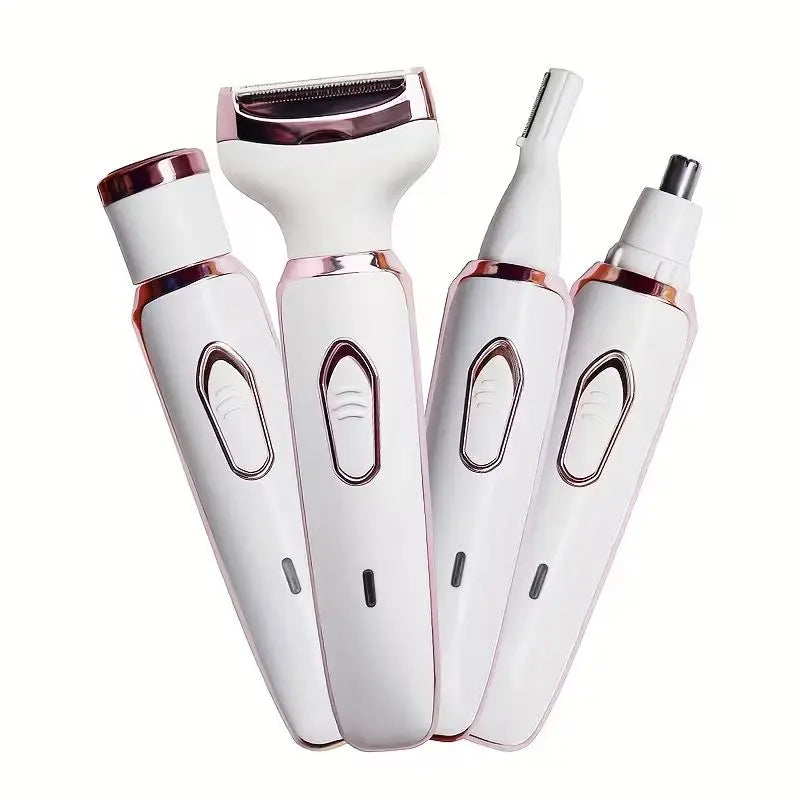 Silkora | 4-in-1 Elektrischer Damenrasierer | Wiederaufladbarer Nass- & Trockenrasierer für Gesicht, Beine, Achseln und Nase