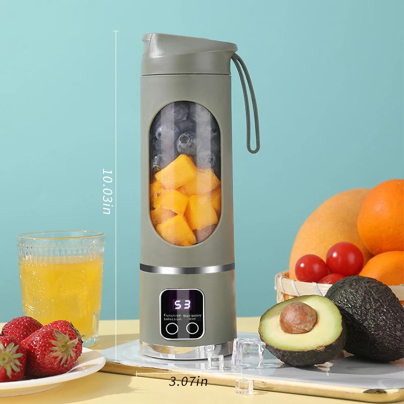 Fruvella Tragbarer Mini-Smoothie-Mixer | 450 ml | 10 Edelstahlklingen | USB wiederaufladbar | Eis- & Saftzerkleinerer