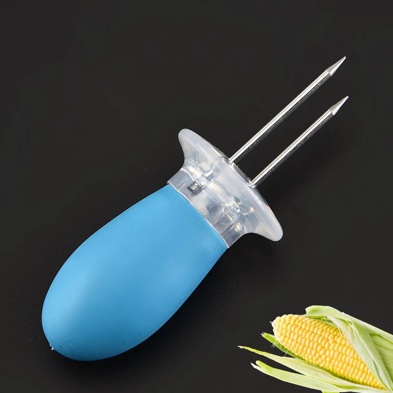 EmberGabel Maisgabeln Edelstahl Set | BBQ Halter für Maiskolben | 4 Paare Grillspieße