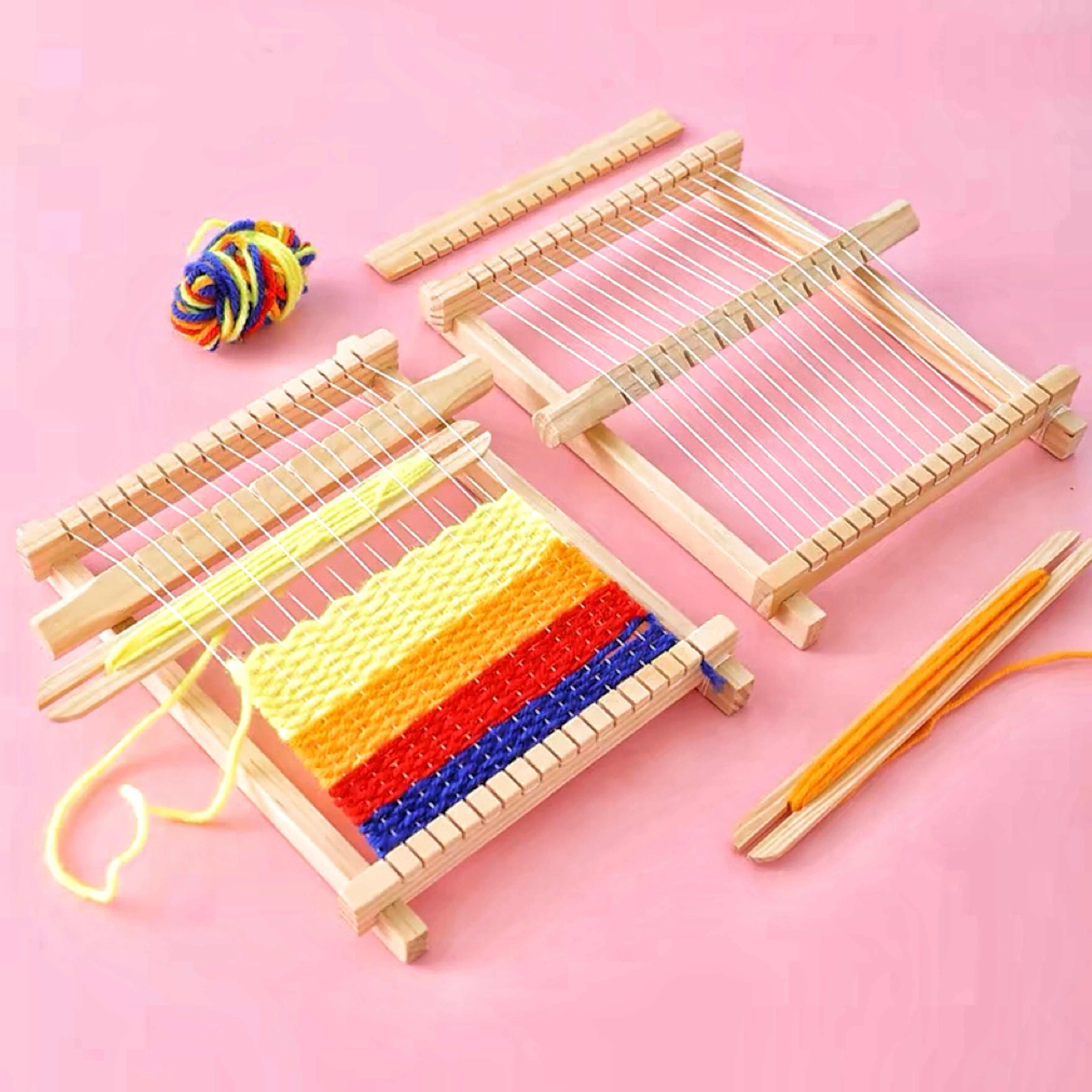 WEAVOLI Webstuhl Kinder Holz | DIY Webset | Handwebrahmen mit Zubehör | Kreatives Lernspielzeug