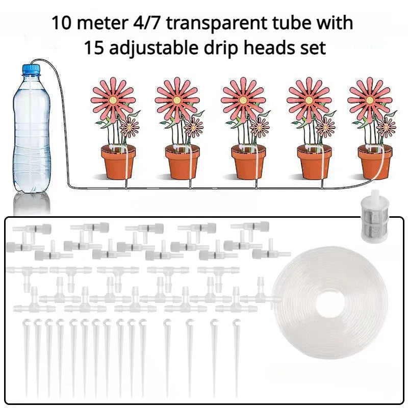 AquaRelivo Bewässerungssystem Automatisch | Einstellbare Tropfbewässerung | Für Balkon & Topfpflanzen