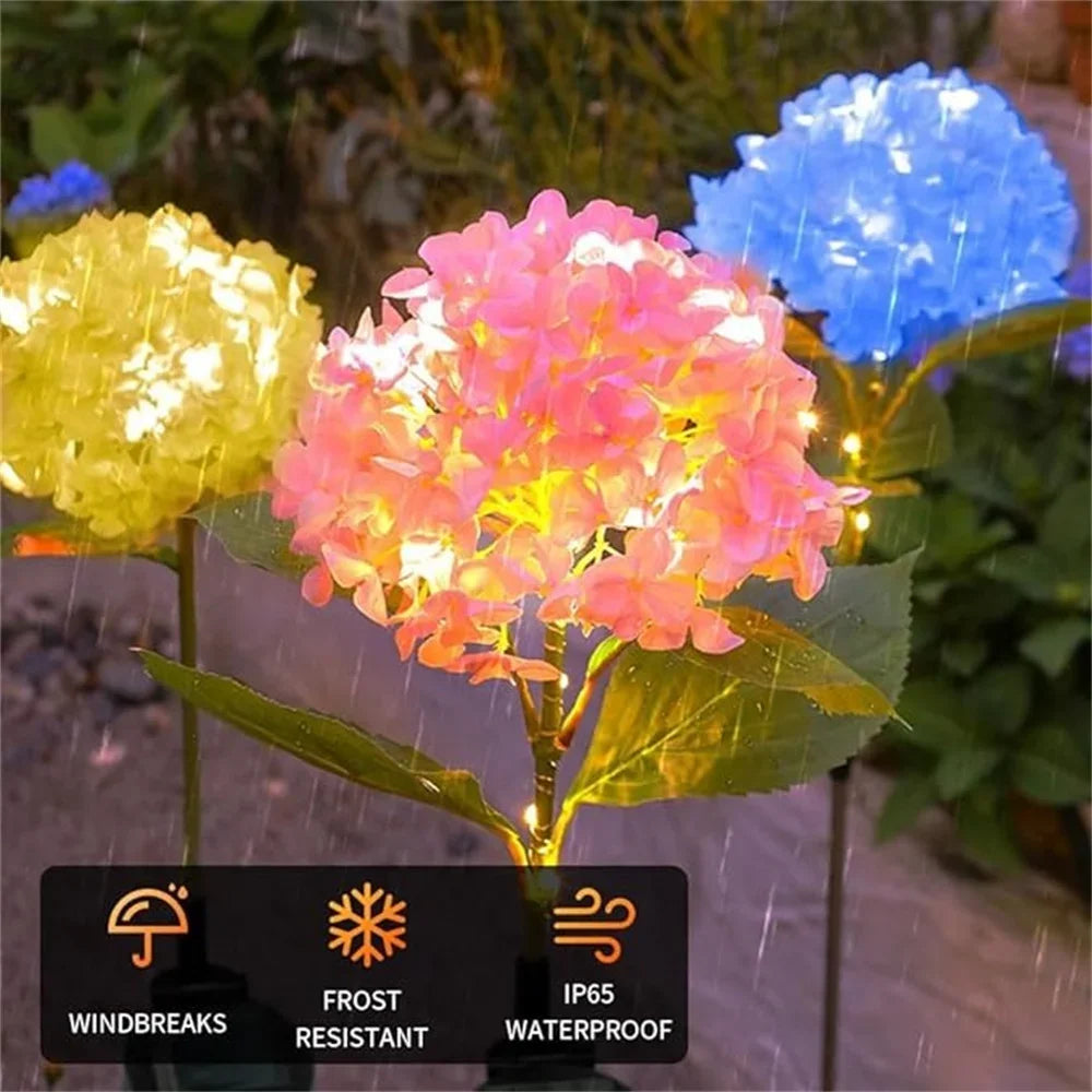 Floravelle Glow Solar Gartenleuchte Hortensie | LED Blumenstecker | IP65 Wasserdicht | Outdoor