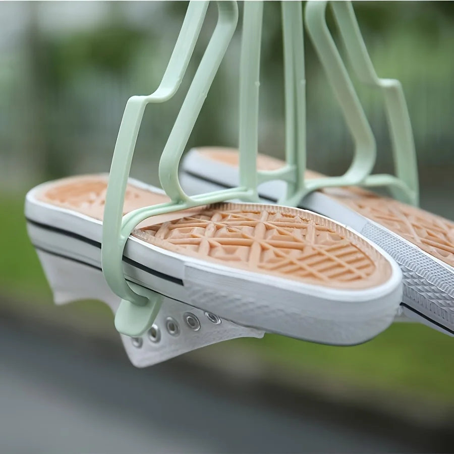 DryNest Schuhregal mit Haken | Doppelstufiges Schuh Trockenregal | Winddichtes Balkon Aufbewahrungsregal