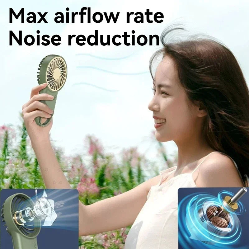 Breezora Mini Ventilator | 3 Geschwindigkeiten | USB-C | Faltbar & mit Haken