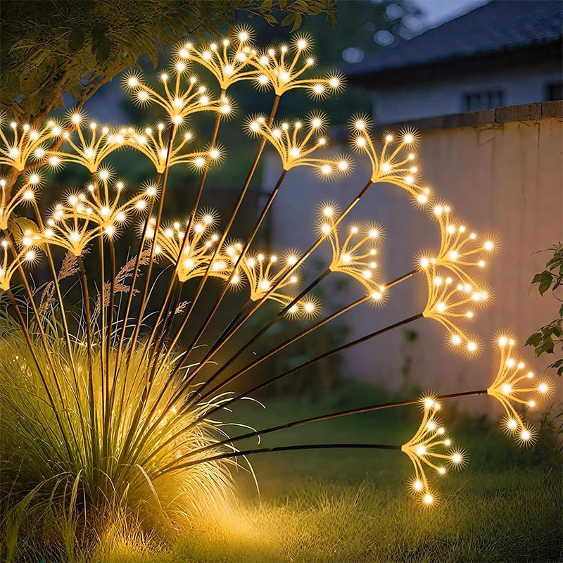 Solanique Solar-Gartenleuchte | Schwingende Sternenfeuerwerk-Lichter | Warmweiß | IP65 Wetterfest