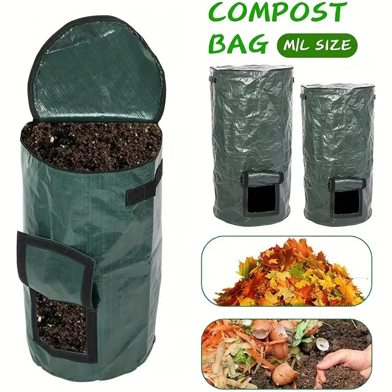 Gartenova | Kompostsack mit Reißverschlussdeckel & Tragegriffen | Wiederverwendbarer Gartenabfallsack | 129 L