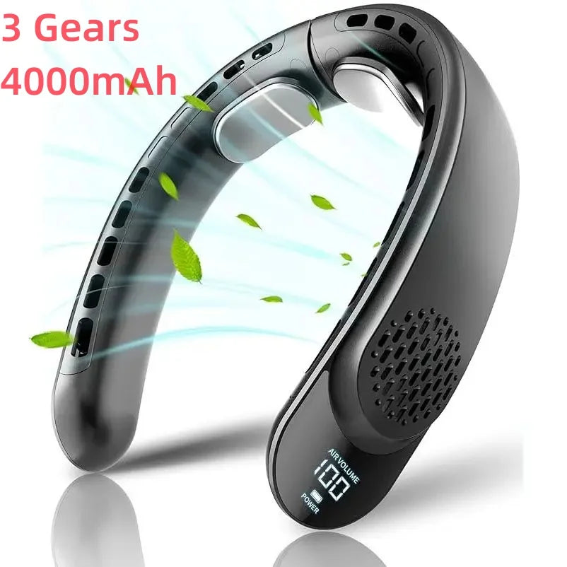 Aervyra Nackenventilator | 4-Turbo Luftstrom | 4000mAh Akku | Bladeless Tragbarer Ventilator mit LED-Display