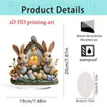 FrühlingsNest Osterhasen Ornament | Hasenhaus Szene | Flache Acryl Tischdekoration für Zuhause Büro Garten