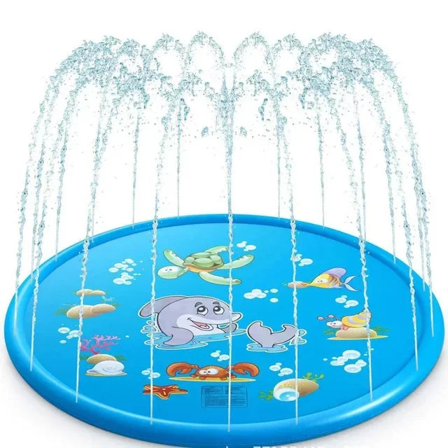 Splashino | Kinder Wasserspielmatte mit Sprinkler | Aufblasbare Sprühmatte aus PVC | 100 cm / 170 cm