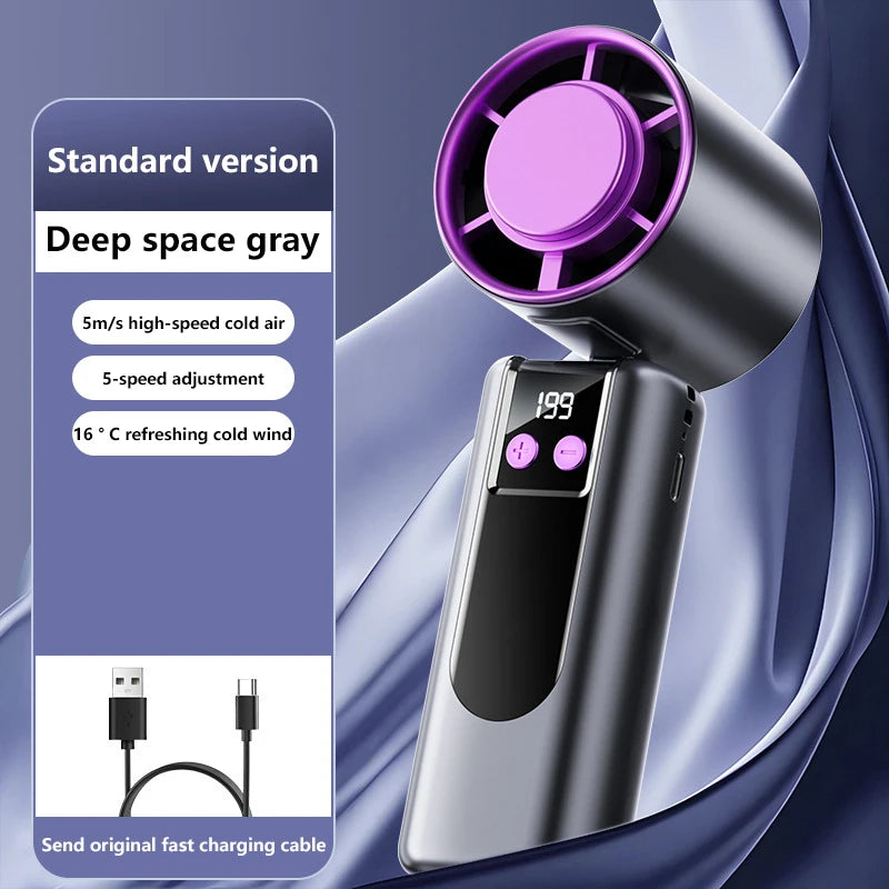 FROSTWAVE Handventilator mit Kühlfunktion | Turbo High-Speed | USB | Digitaldisplay | 3 Modi