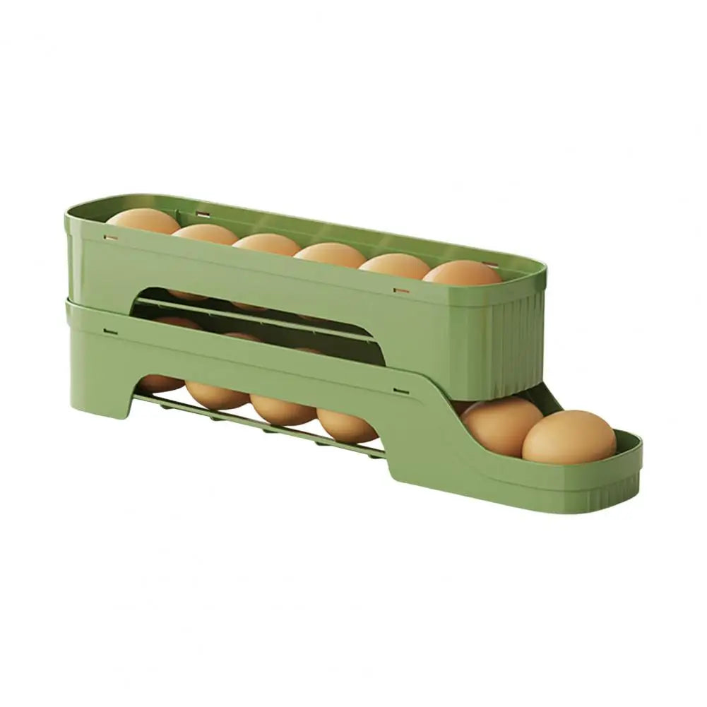 Egg Box RolloMaxx | 4-Stack Egg Organizer | Space-Saving & Self-Rolling | Transparent Design