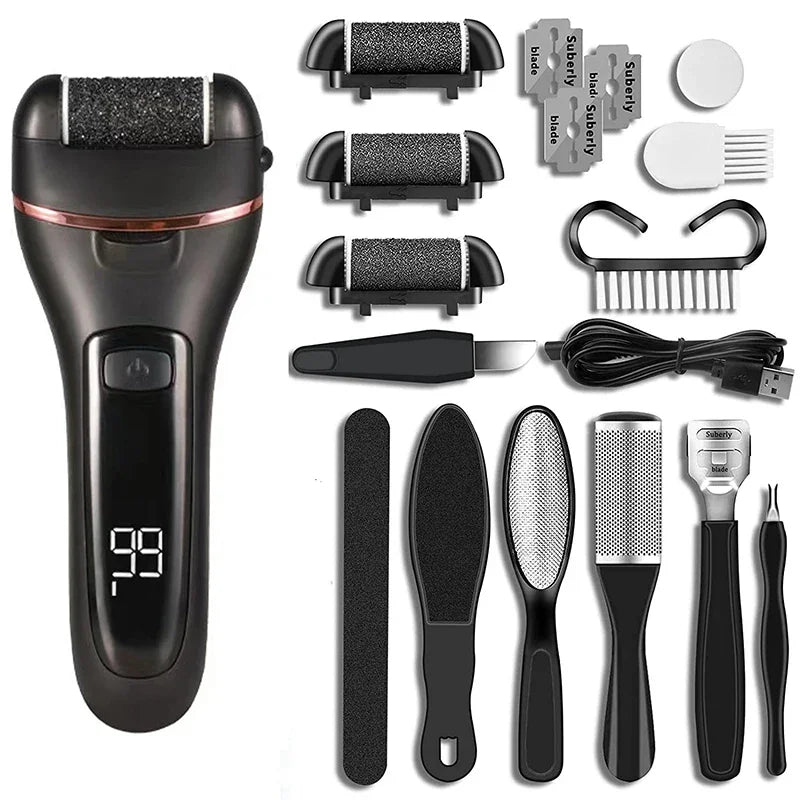 Electric Callus Remover Pediluxe Pro | With 3 Grinding Heads, LED & LCD | Rechargeable & IPX7 Waterproof | For Smooth & Well-Groomed Feet