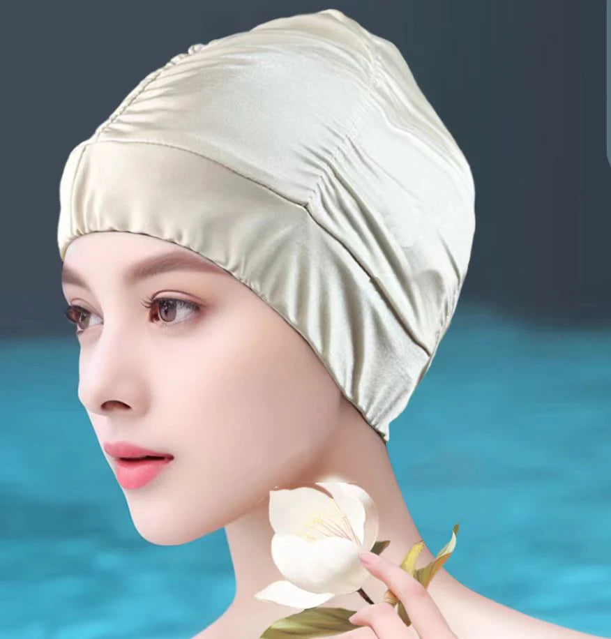 AquaLisse Damen Badehaube für lange Haare | Elastisch & Faltbar | Glattes Komfortdesign