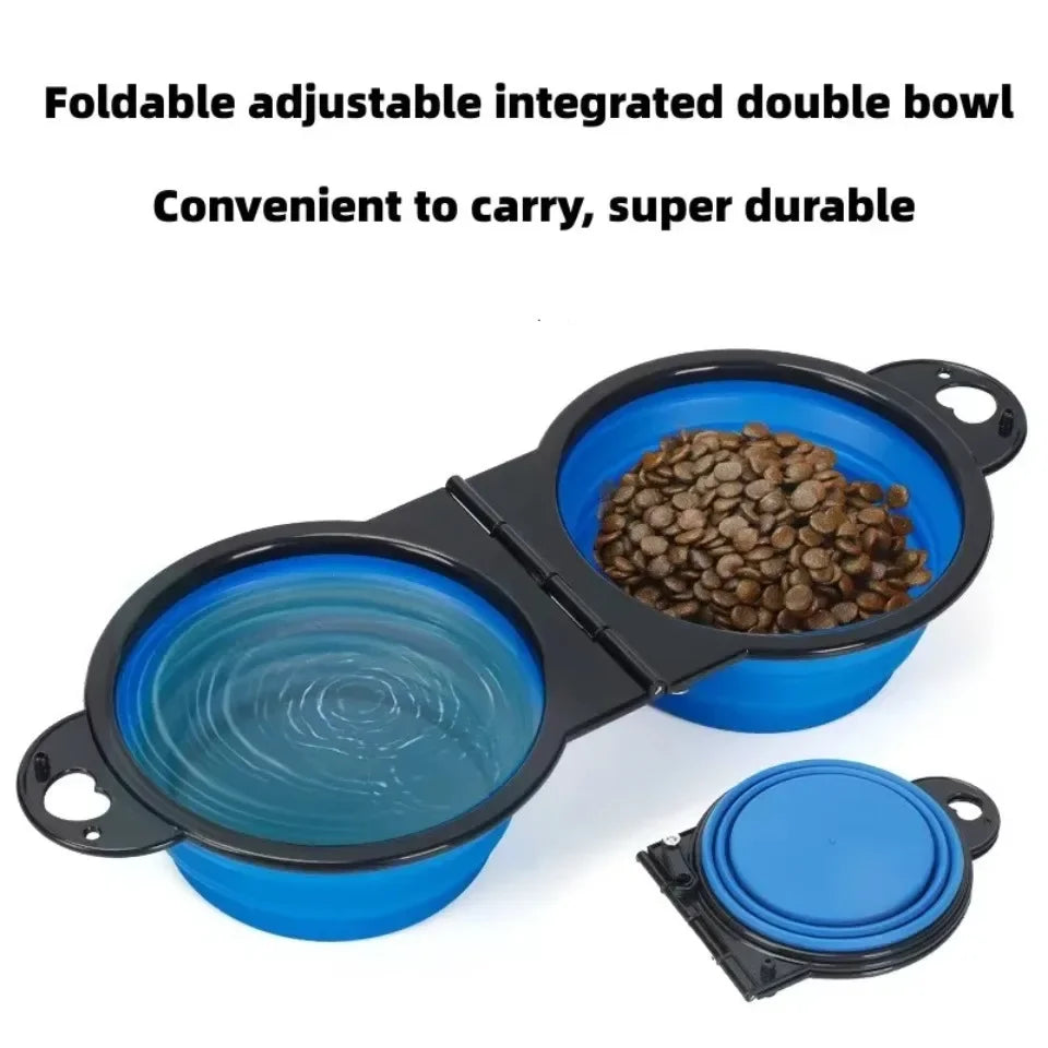 PawSip Duo Reise Napf für Hunde & Katzen | 2-in-1 Doppelnapf faltbar | Tragbar für Outdoor | Wasser & Futter