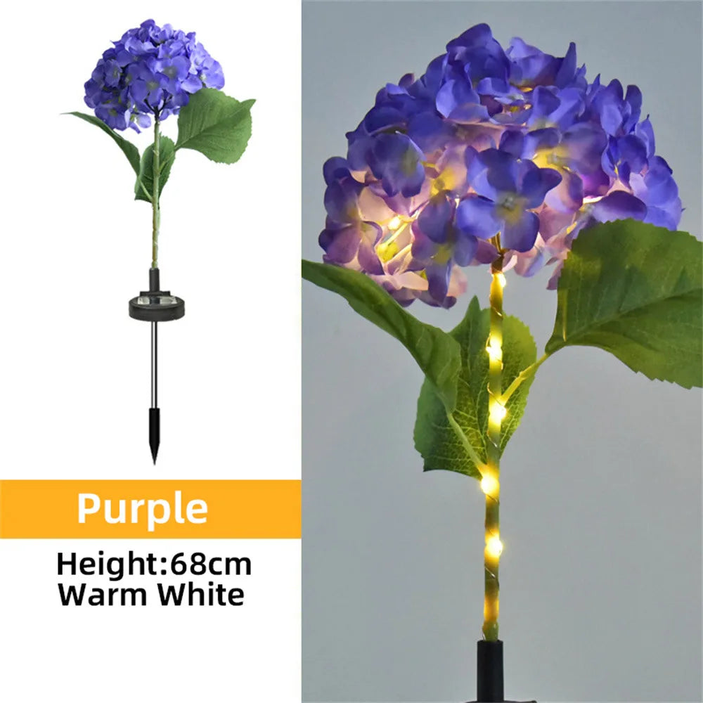 Floravelle Glow Solar Gartenleuchte Hortensie | LED Blumenstecker | IP65 Wasserdicht | Outdoor