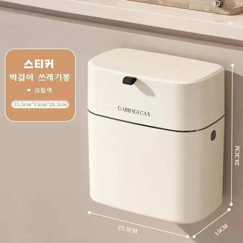 Hanging Trash Can CleanFold SquareBin | With Flip Lid & Large Capacity | For Bathroom, Kitchen & Toilet | 25.5 × 15 × 28.3 cm