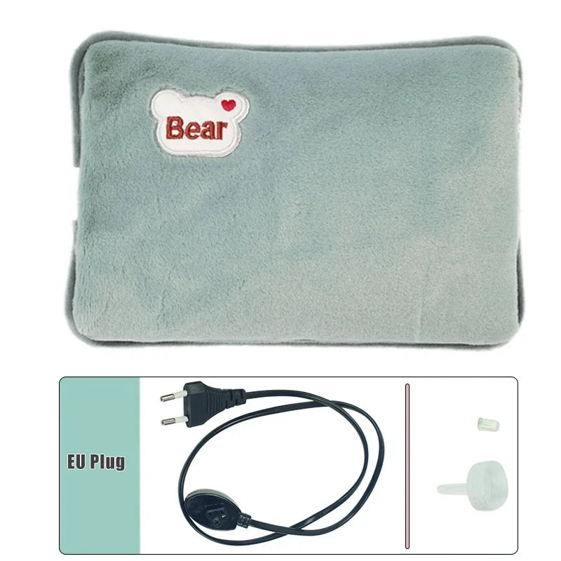 Electric Hot Water Bottle HeatHug | Rechargeable Hand & Body Warmer | Plush Rabbit Fur Material | Safe & Explosion-Proof