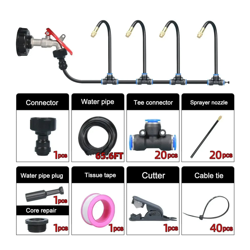 AquaFlex Pro360 Automatic Irrigation System 20 m | 360° Adjustable Spray Nozzles | DIY Mist Watering Kit | For Garden, Vegetable Bed & Terrace