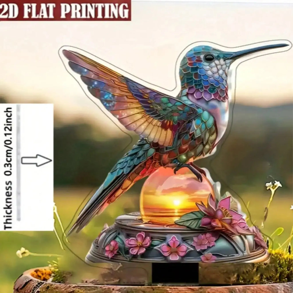 HummiGlow Kolibri Gartenstecker | Acryl | Lampe & Outdoor Deko | Hof & Rasen