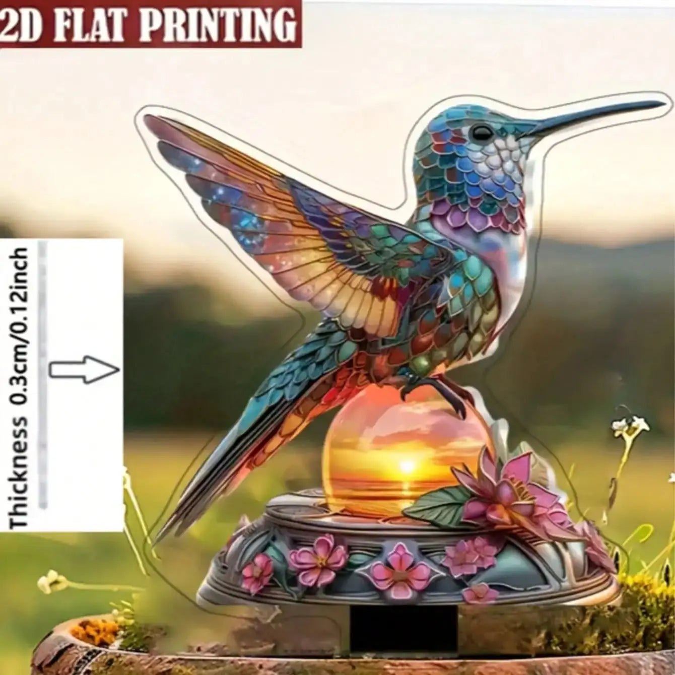 HummiGlow Kolibri Gartenstecker | Acryl | Lampe & Outdoor Deko | Hof & Rasen