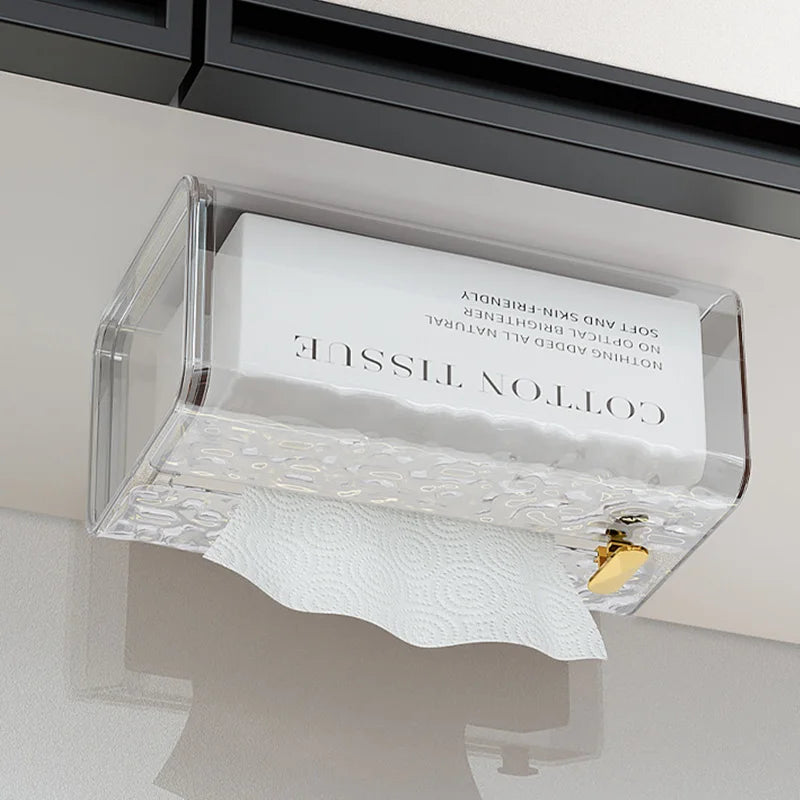 ClairaHome | Taschentuchbox mit Wellenoptik | Transparente Tissue-Aufbewahrung | Wandmontage & Tischnutzung