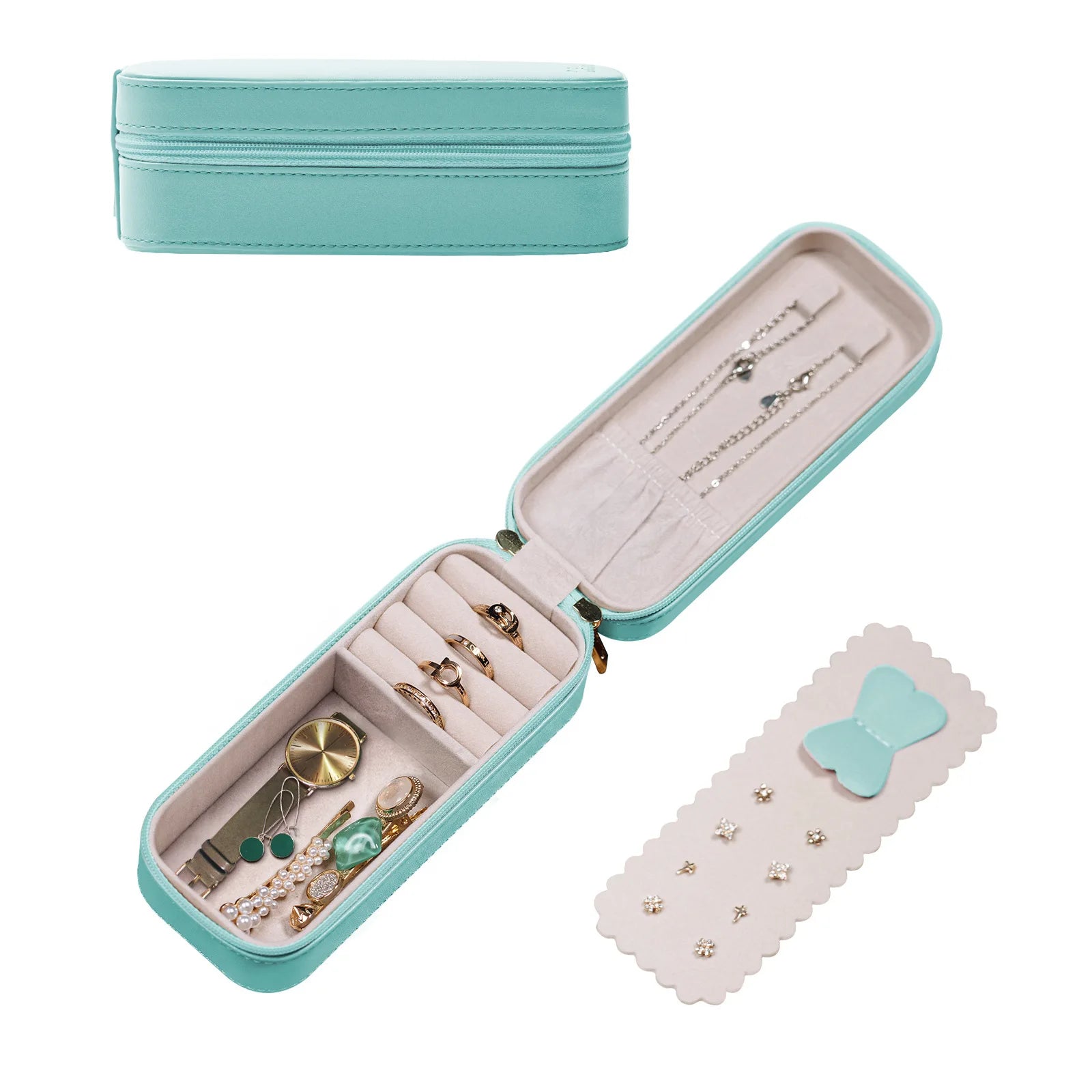 Luxora Reise Schmuckbox aus Leder | Tragbare Aufbewahrung für Ringe & Accessoires | Europäischer Stil