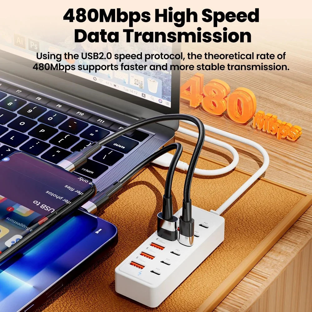 ChargeDock Pro 12-in-1 Steckdosenleiste | USB-C Schnelllade-Station | Multiport Desktop/Wand | USB Hub | Home & Office