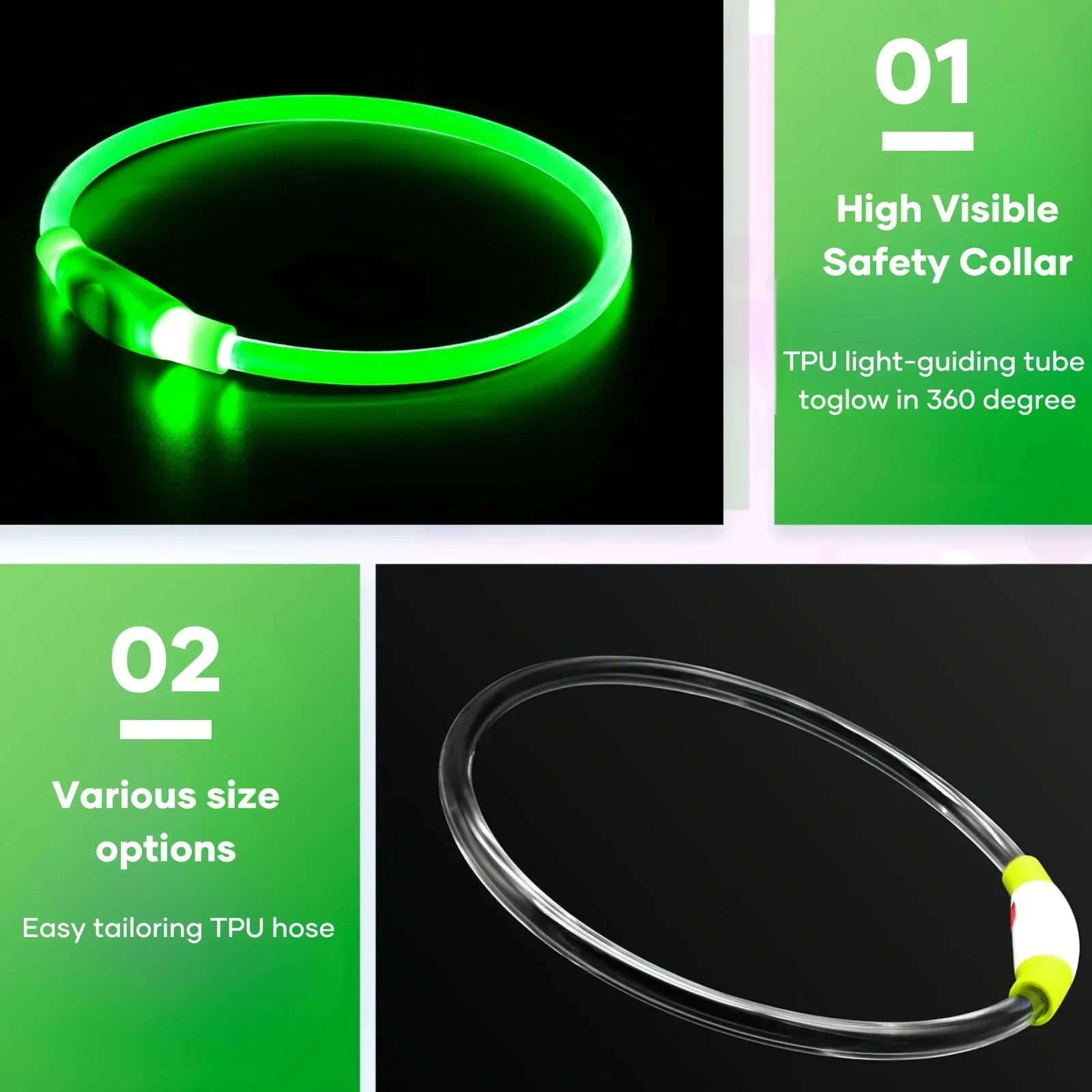 LED Hundehalsband | Wiederaufladbares Leuchthalsband für Hunde | USB-Aufladung & Anti-Verlust Sicherheit | Glowtail