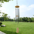 Bellora 6-Röhren Windspiel | Silber | Glocken Klang | Tür- & Wanddeko für Garten & Zuhause